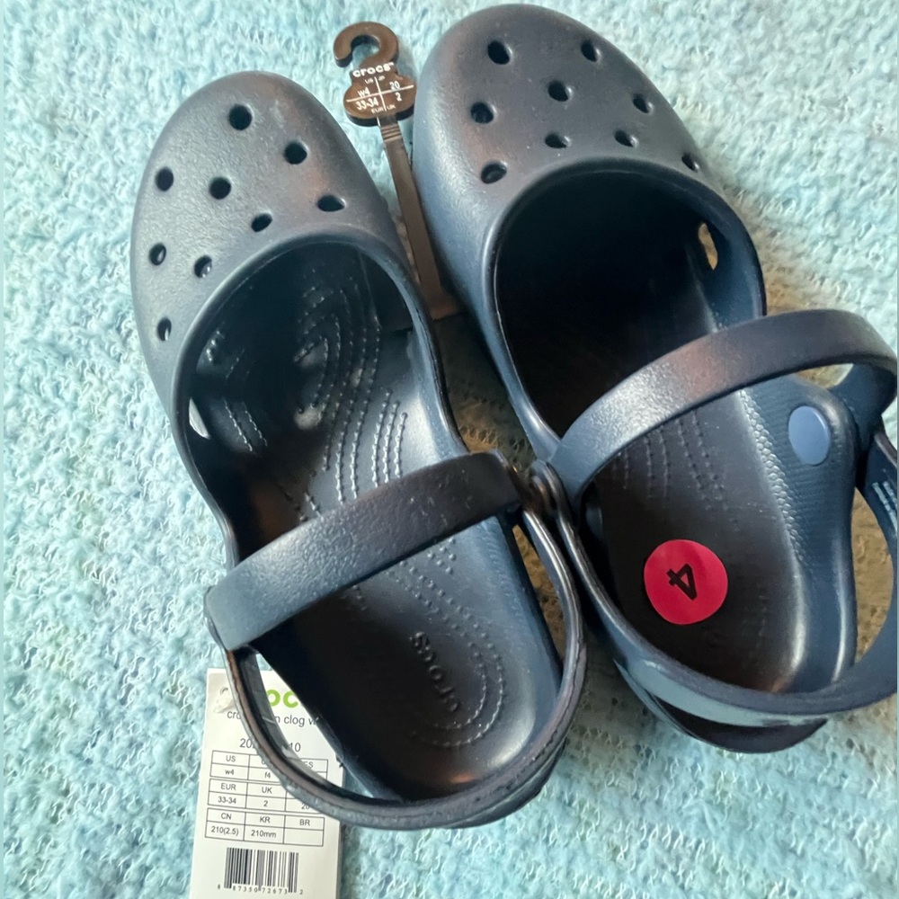 CROCS Navy Clogs with Adjustable Strap